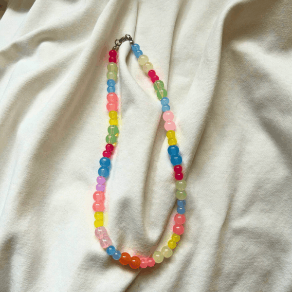 Naszyjnik szklany PASTELE 8mm + 6mm OTOK