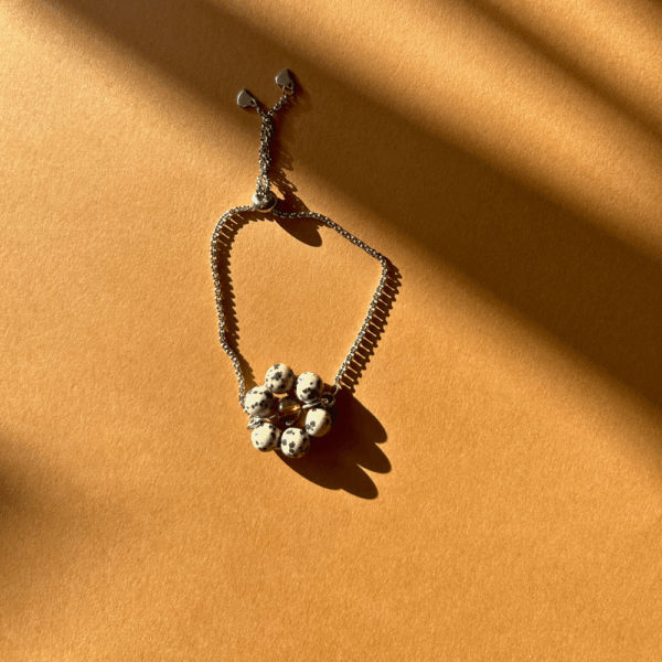 Bransoletka bez zapięcia - jaspis dalmatyński z czekoladowym środkiem