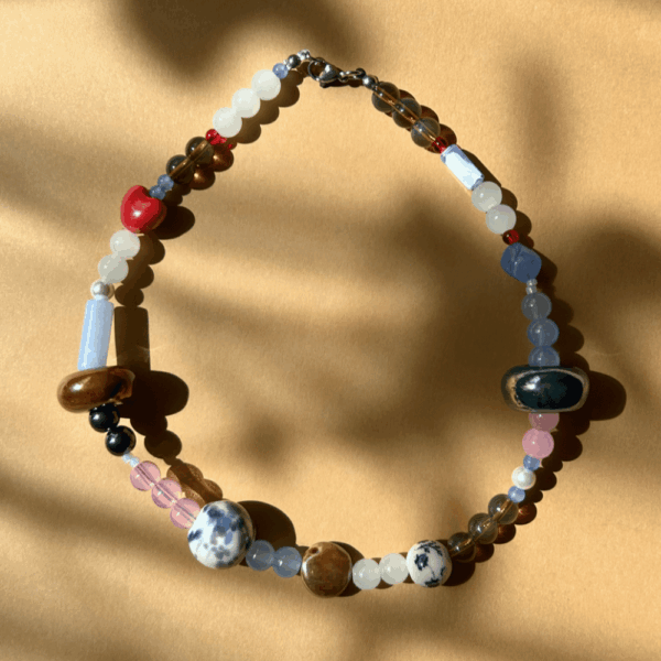 Naszyjnik niezapominajka - niebiesko-brązowa