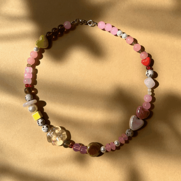 Naszyjnik niezapominajka - różowo-żółta