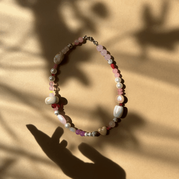 Naszyjnik niezapominajka - różowo-żółta