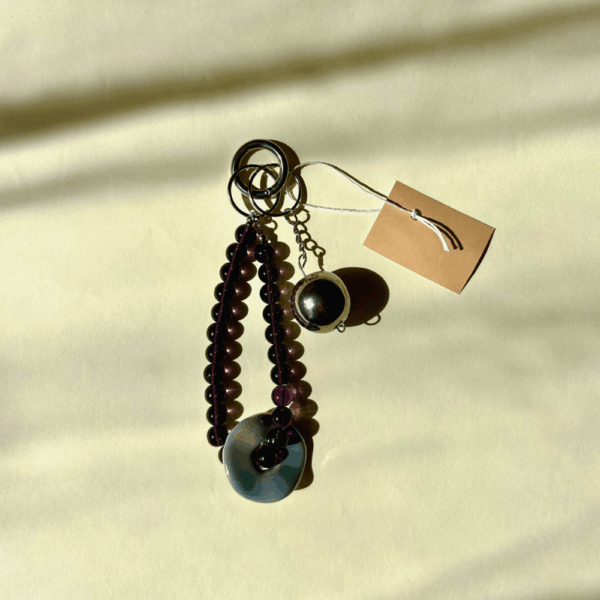 Zawieszka do torby lub kluczy - śliwka, błękit, chrom