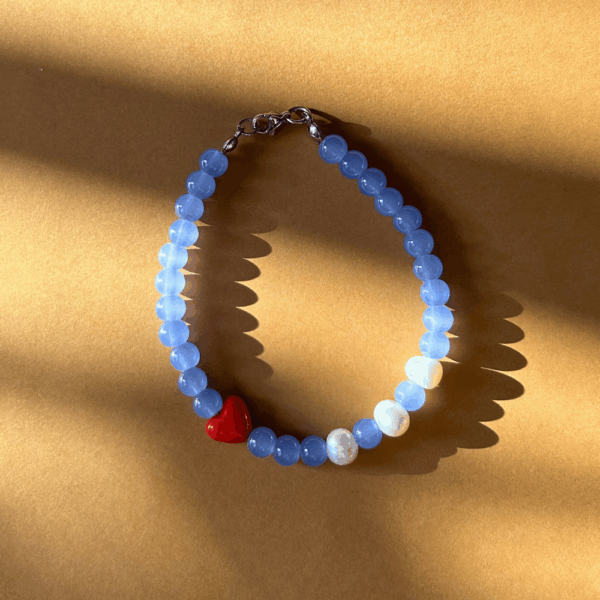 Bransoletka - blue candy - serduszko i perły