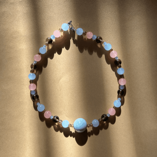 Naszyjnik szklany błękitno–brzoskwiniowo–brązowy – limitowana kolekcja