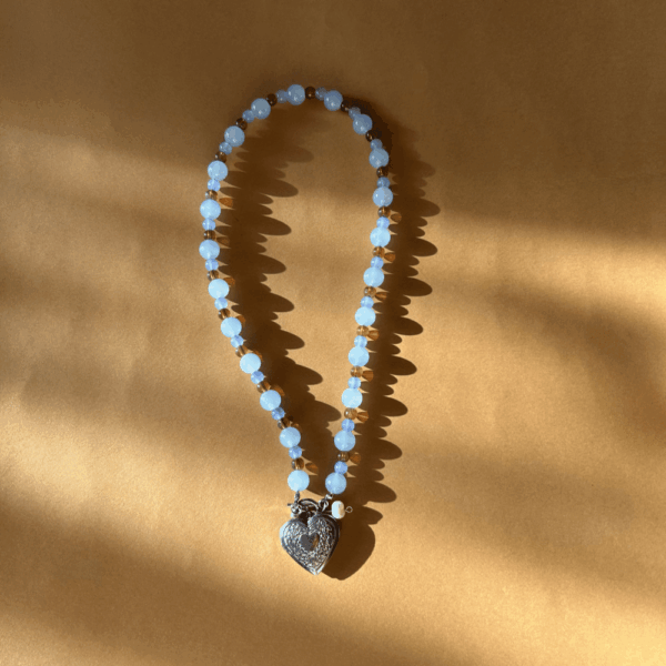 Naszyjnik szklany - SEKRETNIK - perła, niebieski