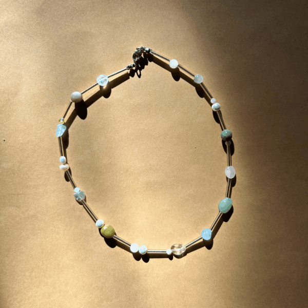 Naszyjnik - kamienie i szklane słupki