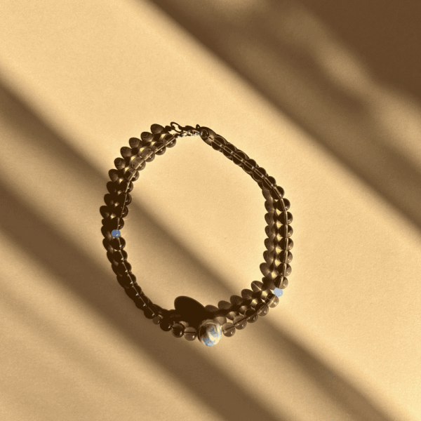 Naszyjnik z ceramiką szklany - brąz