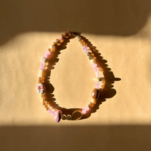 Naszyjnik niezapominajka - OTOK x manzuko - róż i czekolada